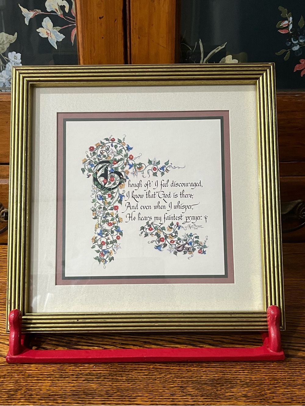 Vintage 1990s Framed Inspirational Wall Art – Ken Brown “Faintest Prayer” Quote
